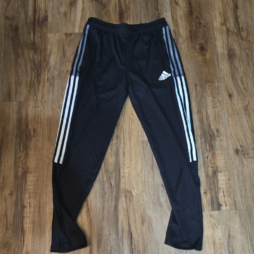 Adidas Kids Black Joggers with White Stripes